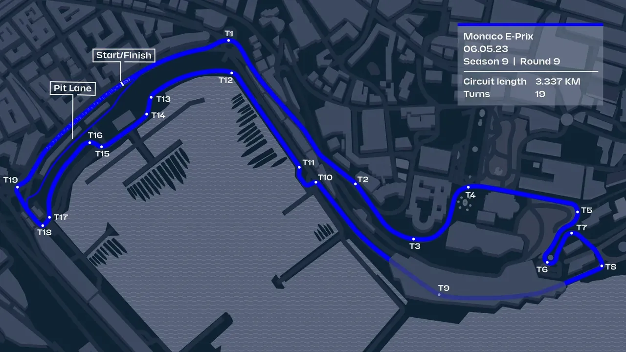 Formula E Monaco E-Prix Track Map